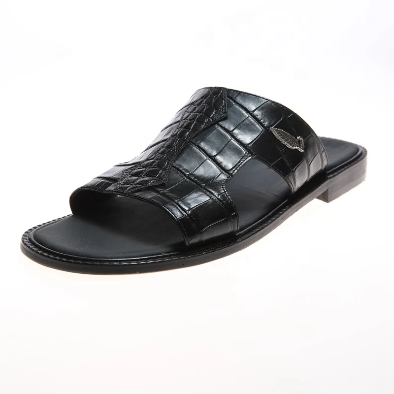 New custom slides wholesale from china men flip flop beach slide leather slippers for men