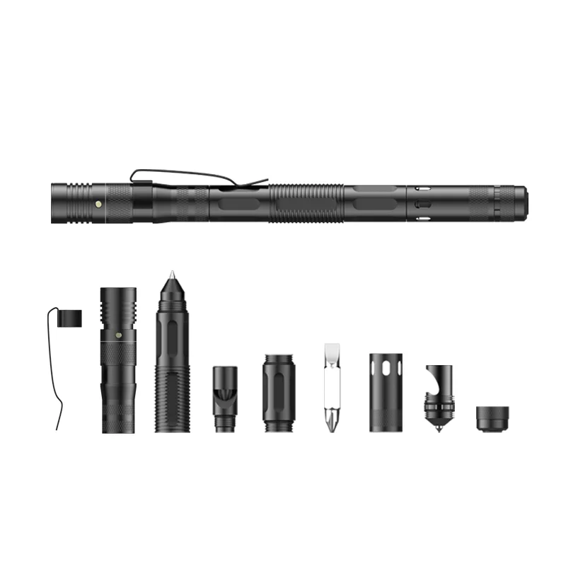 Portable Multi-function Tactical Pen With LED Light Outdoor Multi-role Self Defense Pen Mini Flashlight