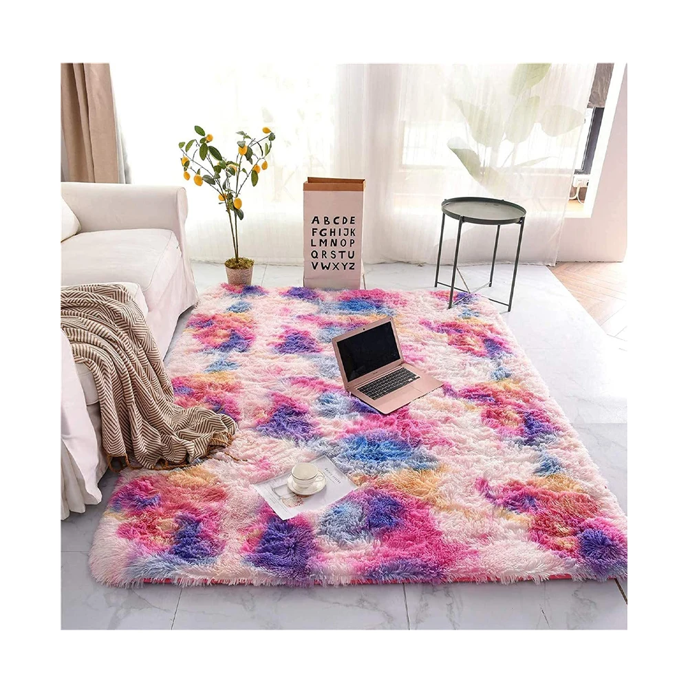 Nice Shaggy Fluffy Faux Fur Area Rug Door Mat Style Softest Luxurious Rug for Bedroom Luxury Bed Side Plush Carpets Rectangle