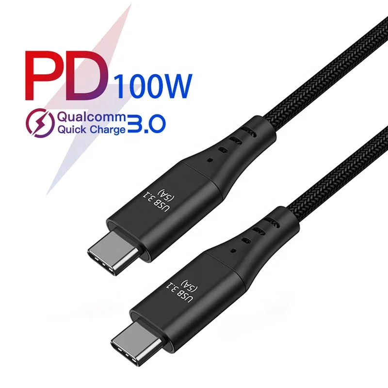 
2020 New E-MARK IC 20V 5A USB 3.1 Type-C to Type-C PD Fast Charger Data Cable 10G/s , GEN 2 4K 3D 
