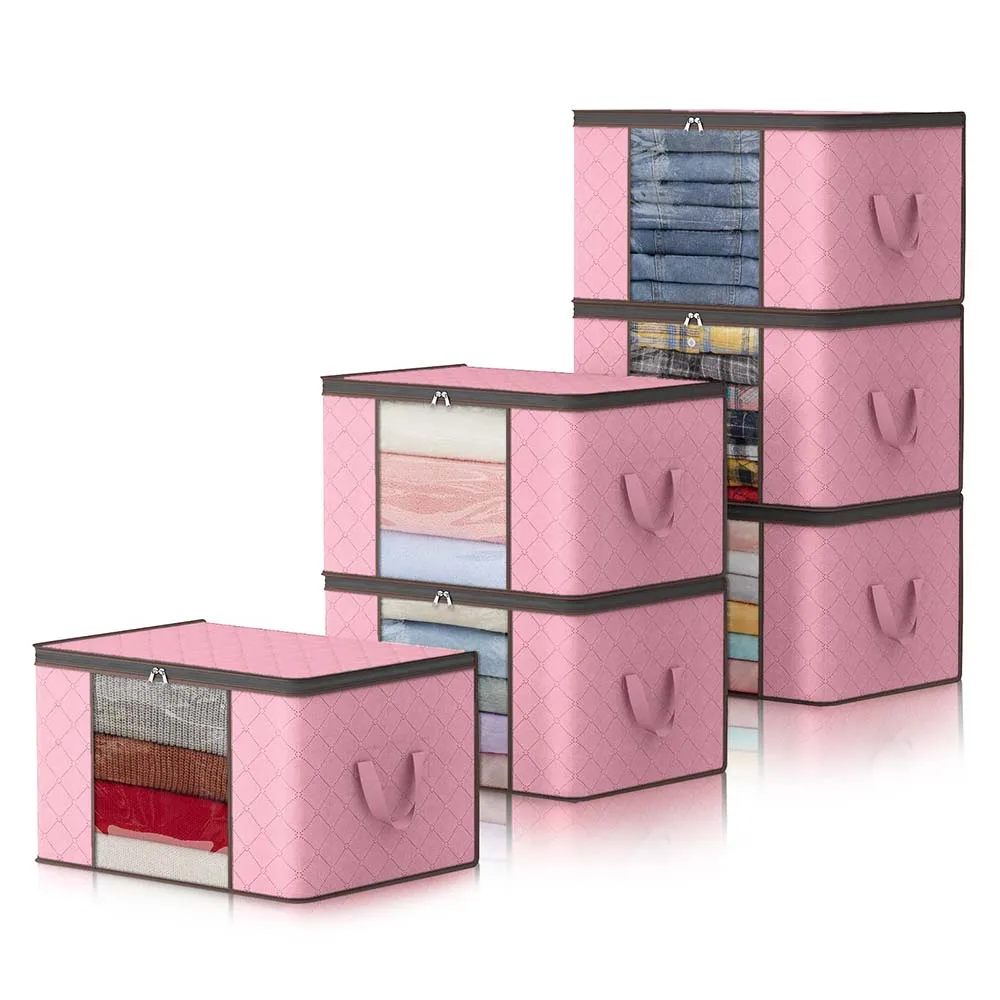 Living Clothes Folding Storage Artifact Clear Window, Clothes Storage Organizer Box with Lid and Handles/
