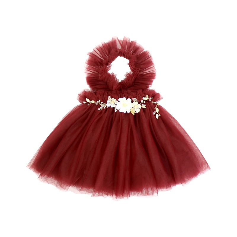 Girls Ruffled Tulle Dusty Rose Swan Dress birthday dress for 1 year baby girl dresses for weddings custom colors