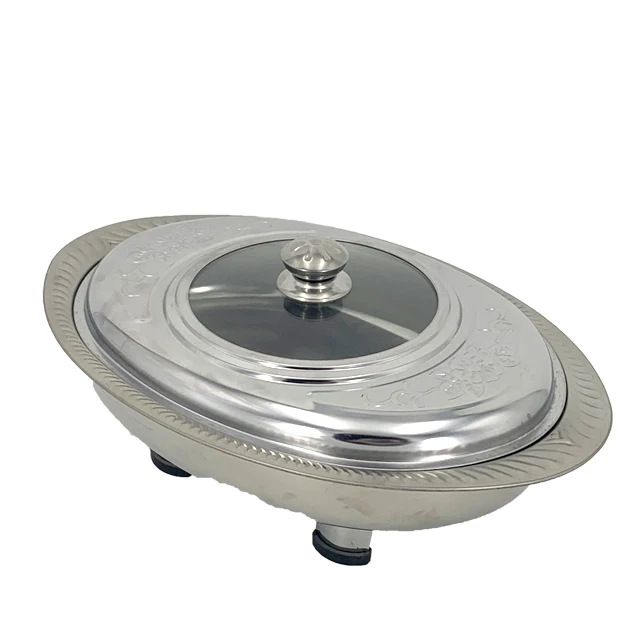 Горячий горшок буфетный набор посуды из нержавеющей стали овальный лоток с четырьмя ножками