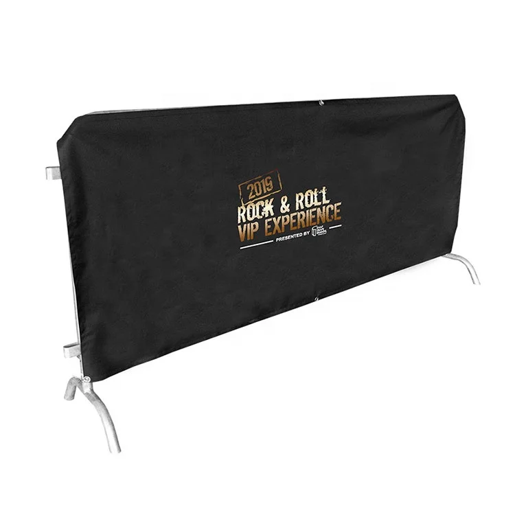 Outdoor Polyester Fence Barrier Banner For Event Road Security Crowd Control Custom Barrier Barricade Cover