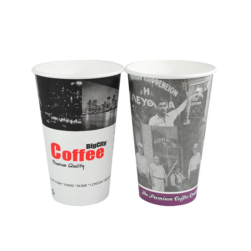 Wholesale Disposable Paper Cup PLA coated/ waterbase coated  single/double wall with lids for cold and hot drinks