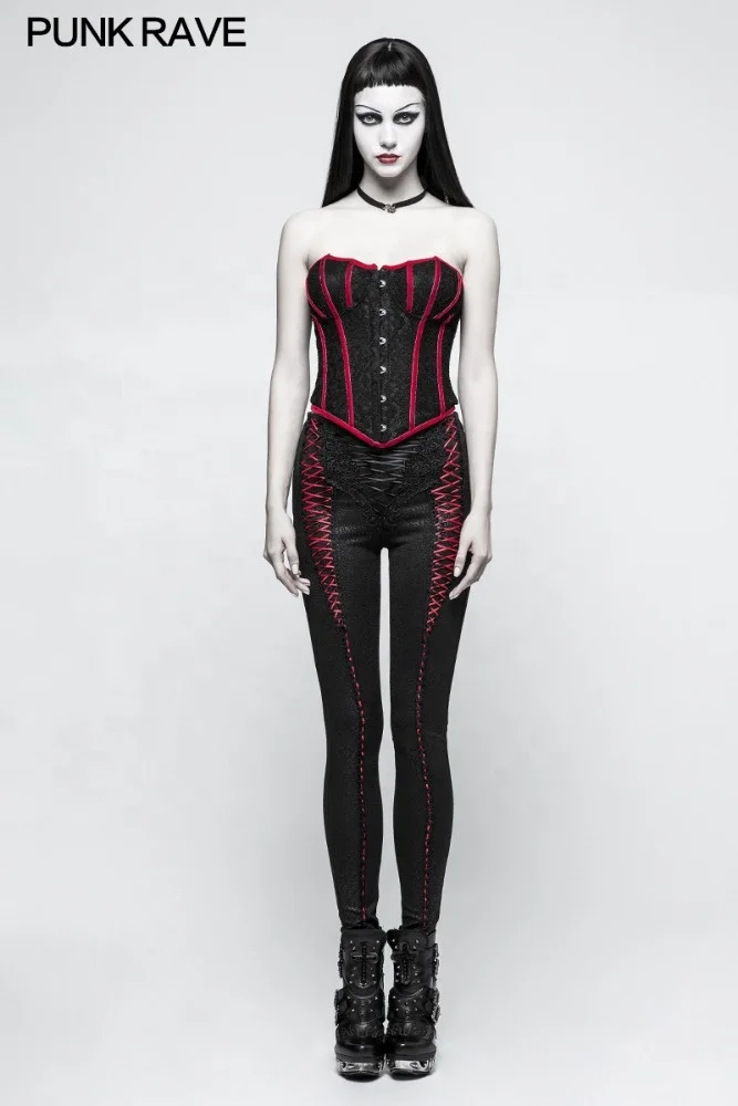 Punk Rave Y-779 Magic bloody red ribbon bat modelling sexy gothic corset for girls