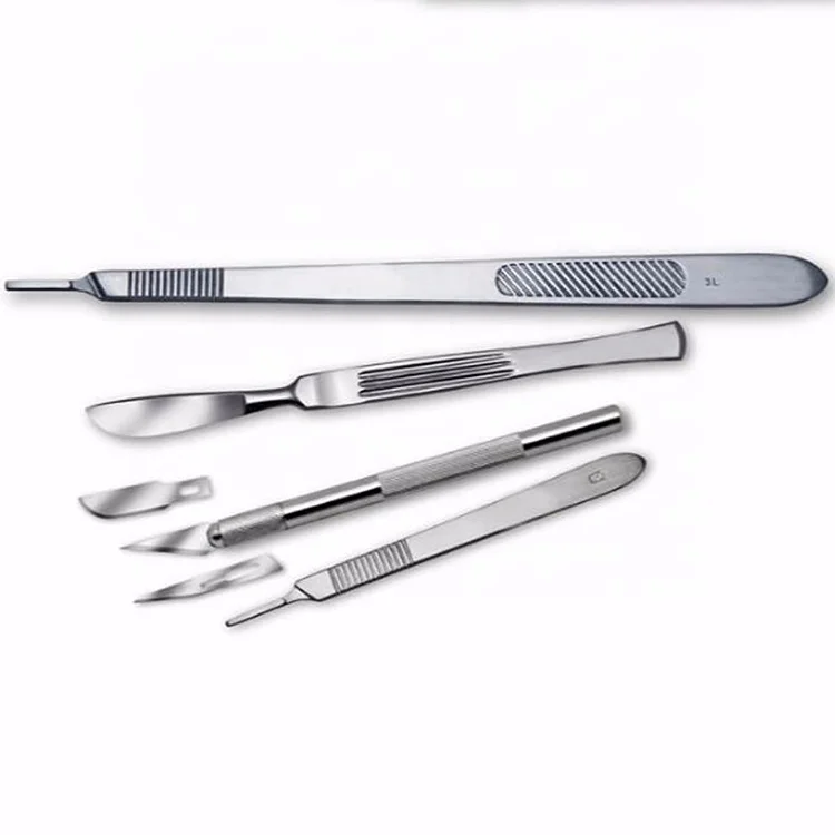 ISO all sizes 15 sterile surgical scalpel blades with plastic handle