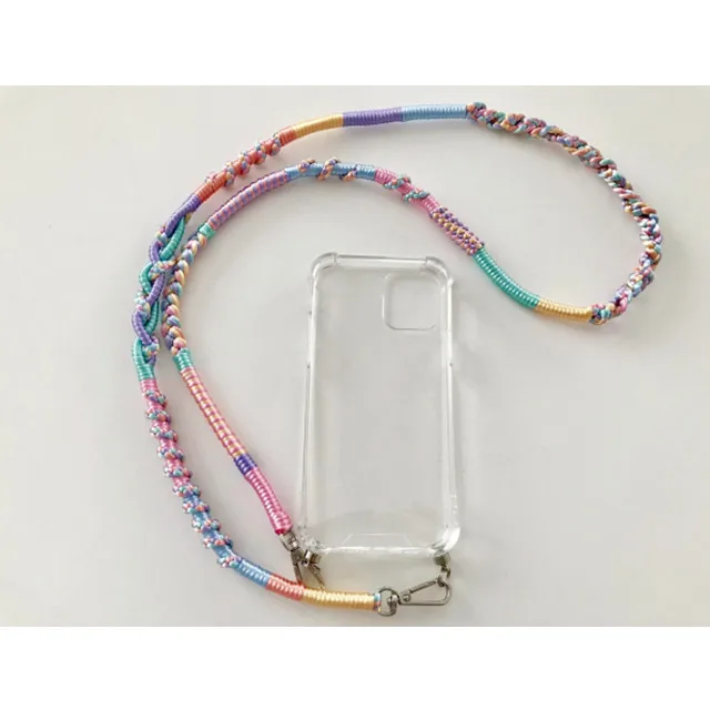 Handmade mobile phone straps thick knitting smartphone cou lanyard macrame crossbody paracord shoulder braided phone charm strap