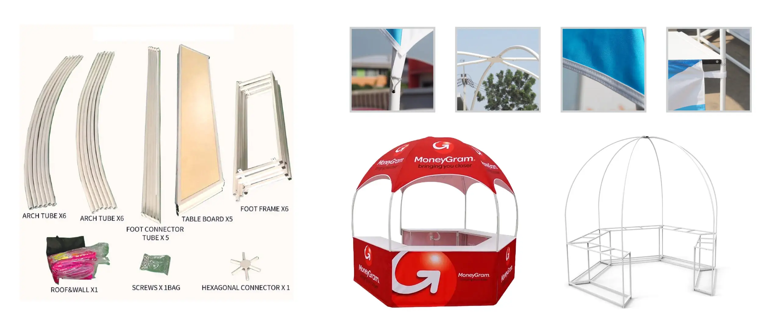 Hexagon Advertising Kiosk Canopy Pop Up Dome Tent With Custom Printing