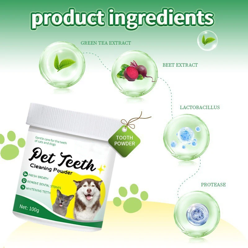 Custom Wholesale Pet Oral Care Dry Cleansing Powder Teeth Cleaning Powder for Dogs Prevents Dental Tartar