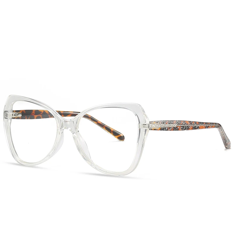 TR90 Fashion Round-Frame Cat-Eye Optical Glasses with Anti-Blue Light Optional Black Red And Blue Frame Colors