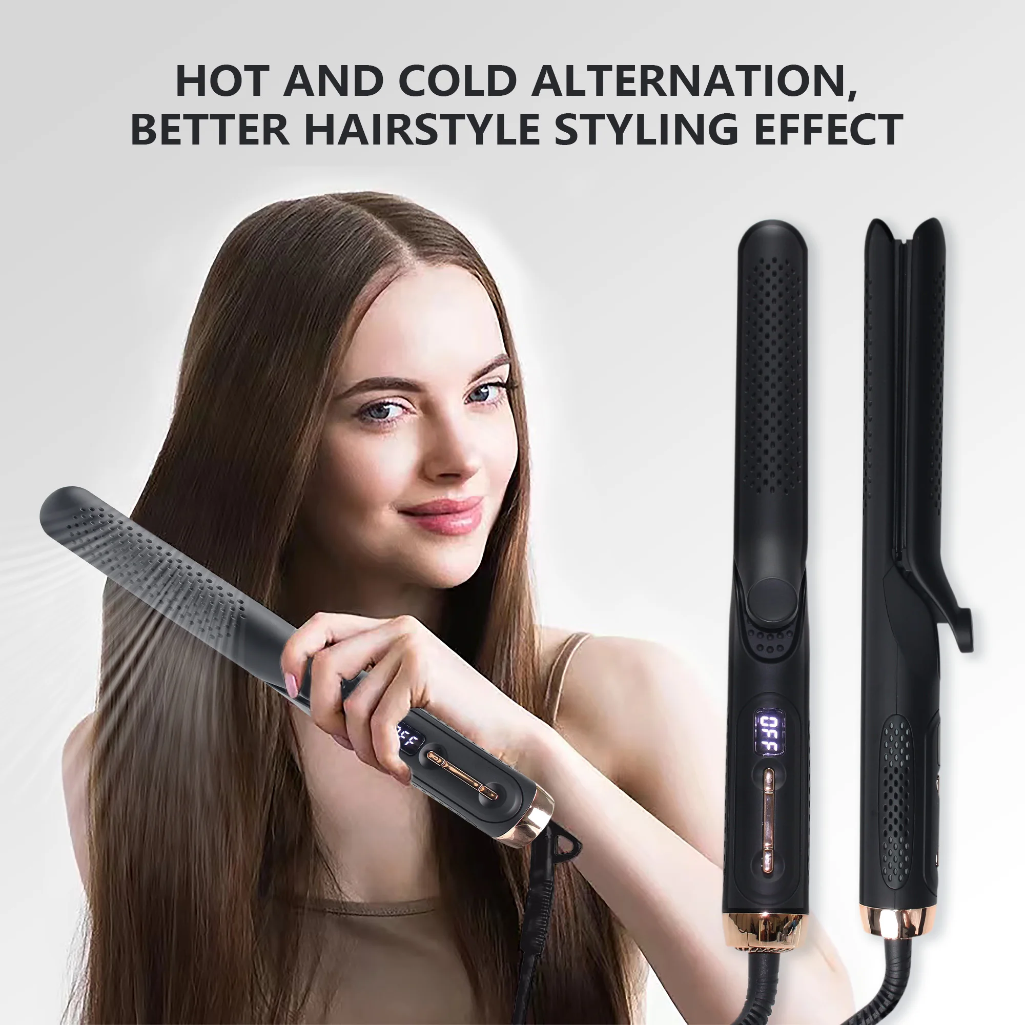 Hot Sell private Label  Airflow Ceramic Flat Iron Infrared curling iron hair straightener 2 in 1 with 360  Vented Cool Air