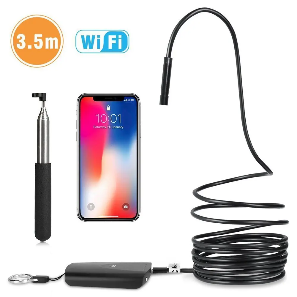 Распродажа DBPOWER 2MP HD Wifi эндоскоп Полужесткий кабель 6 регулируемый светодиодный IP67 Водонепроницаемый поставляется из США