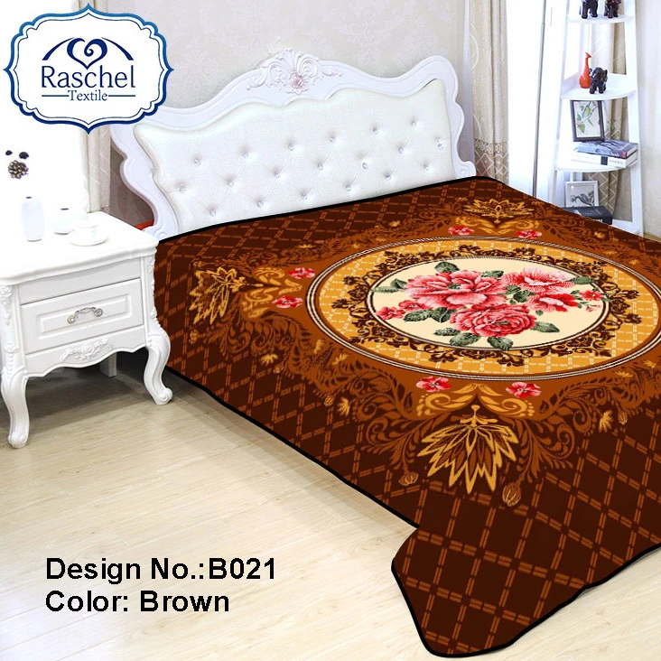 Hot sale 100% Polyester Embossed Middle East style wholesale golden flower blanket