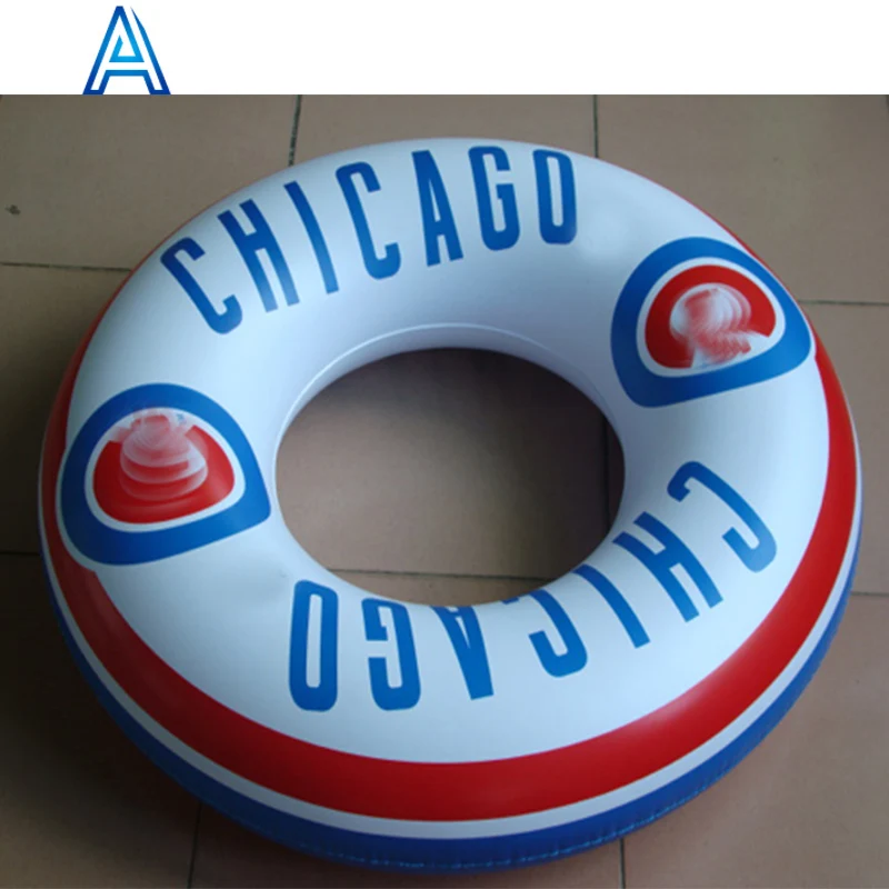 Customize logo printing clear PVC inflatable swim ring swimming tube for pool water float life ring toy