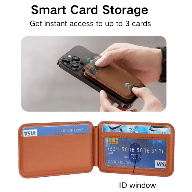 2024 Mobile phone stand strong magnetic leather phone wallet holder card holder business ceredit pocket men wallet for iphone