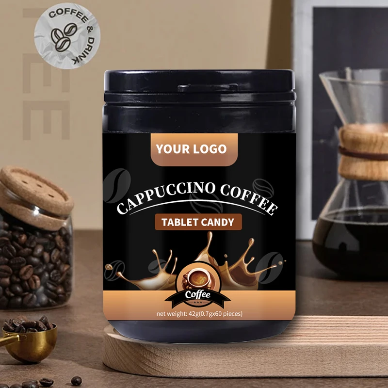 OEM/RTS Classic Cappuccino Coffee Bean Flavored Tablet Candy Loose Hard Candy with Classic Coffee Taste for Adults