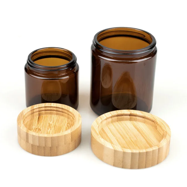 Vietnam Amber Candle Jar No Plastic Bamboo Wood Screw Cap Lid for Bottle Caps & Closures