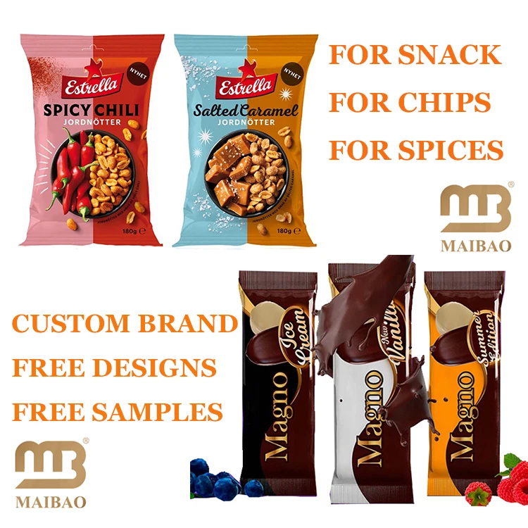 Custom Print 5g Food Grade Biodegradable Pillow Shape Pouch Back Seal Aluminum Foil Plastic Package Dry Spices Packaging Bags