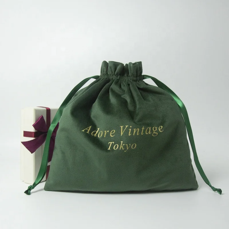 Custom Logo Printed Fashion Velvet Jewelry Pouch Luxury Velvet Gift Cosmetic Drawstring Bag