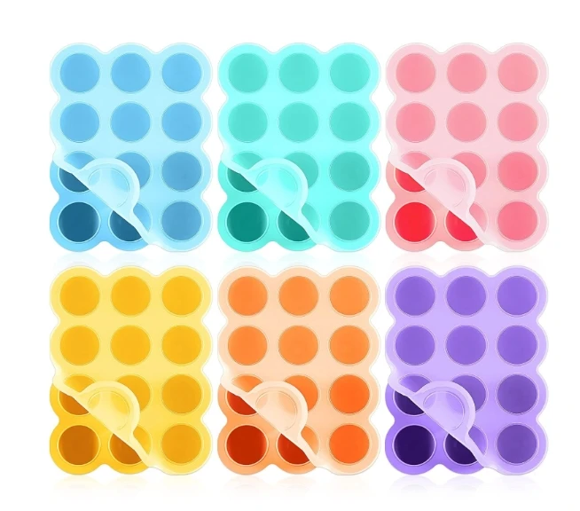 12 Cup Reusable Silicone Baby Food Storage Container Freezer Tray with Lid  for Baby Food Vegetable Fruit Puree and Breast Milk