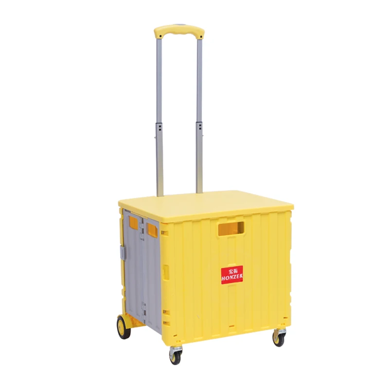 
Pack and roll 4 wheels Foldable Shopping Carts Grocery Folding Shopping trolley carts Mini Plastic Pet Cart Hand Pull Trolley 