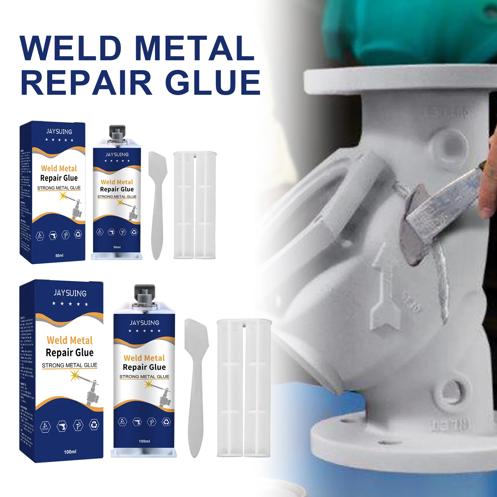 Metal Glue Weld Metal Repair Glue Cast Iron High Strength Repairing Adhesive Heat Resistance Cold Weld Industrial Repair Agent