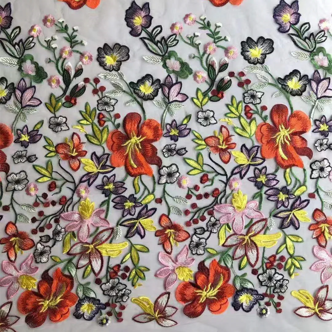 Fashion Quality Multi Colors Flower Guipure Embroidery African Swiss Lace Fabric