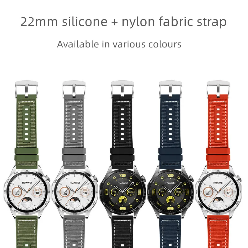 New Integrated Quick Release Spring Women Men Sport Nylon Canvas Fabric Silicone Hybrid Watch Bands For Huawei Watch Gt4 46mm