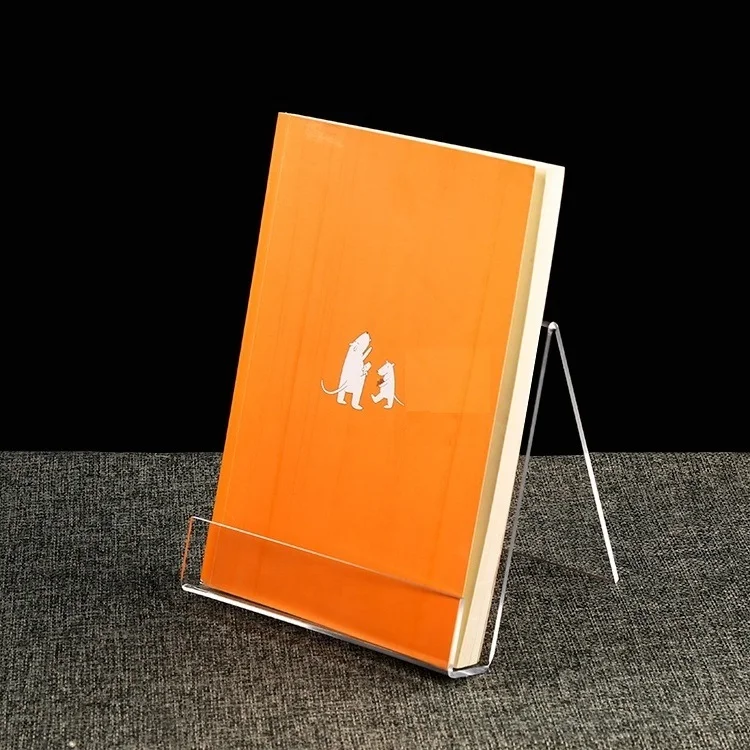 
Custom Transparent acrylic magazine rack shelf books supporting vertical bookends bookshelf bookstore display shelf bracket 