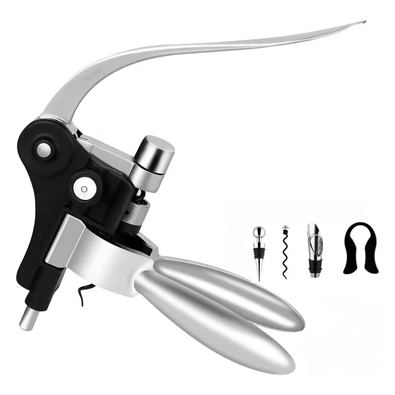 Wine Opener Kit With Foil Cutter, Wine Stopper And Extra Spiral, Wine Bottle Opener Corkscrew Set