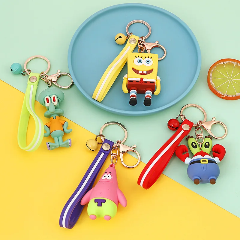 Finelai Hot Sell Cartoon Pvc Keyring Soft Rubber Three-dimensional Sponge Baby Doll Key Chain Cute Bag Pendant