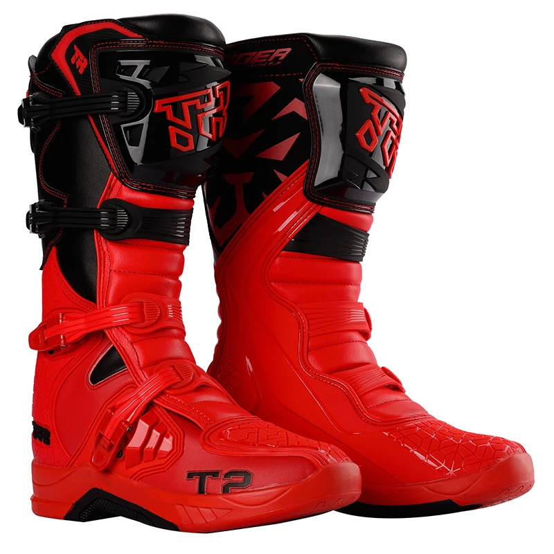 T2 Wholesale dirt bike motocross Boots cool  Black New Genuine Leather Oem Motorcycle Boots For Men