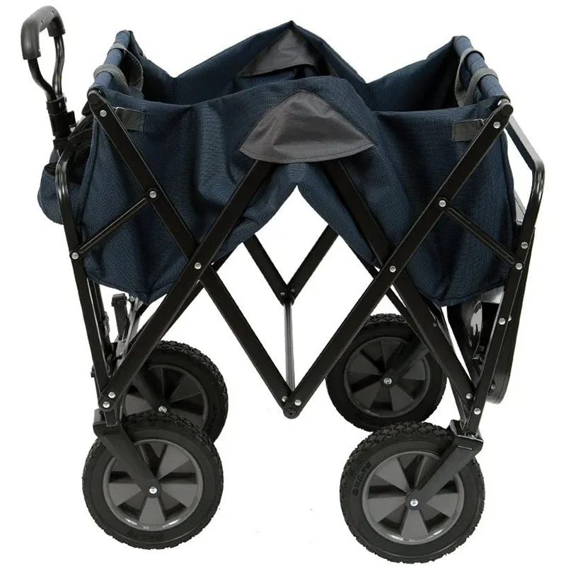 Adjustable Handle Folding Table Drink Holders Carts Collapsible Outdoor Utility Wagon Trolley