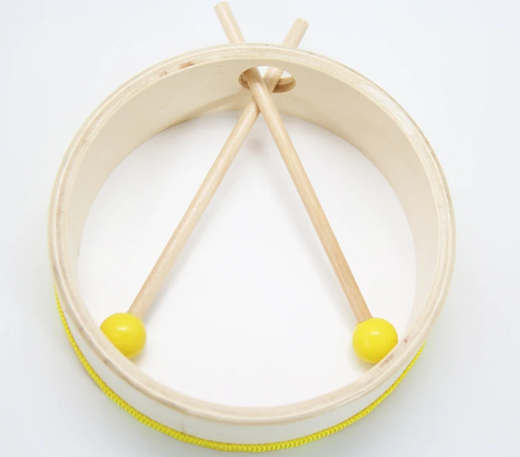 wholesale percussion musical instrumentse colourful cartoon wooden drum with drum stick