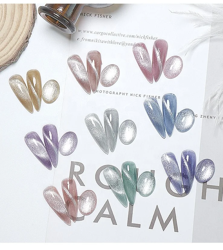 
2020 New Nail Polish Cat Eye Gel Nail Polish Magnet Color Changing Glitter Gel 