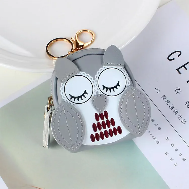 Cute Owl Small Bag Women PU Leather Coin Purses Fashion Jelly Handbag Girls Coin Card Holder For Kids Purses Keychain