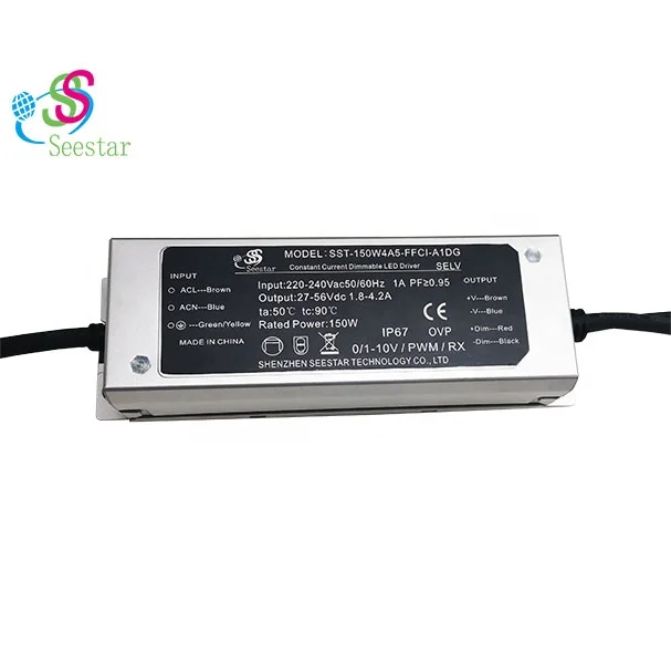 Seestar Ip67 150W 50-320W 1800-4200MA AC220-240 0/1-10V 3 in 1 dimmableCE SAA TUV CB Waterproof Outdoor Street light  led driver