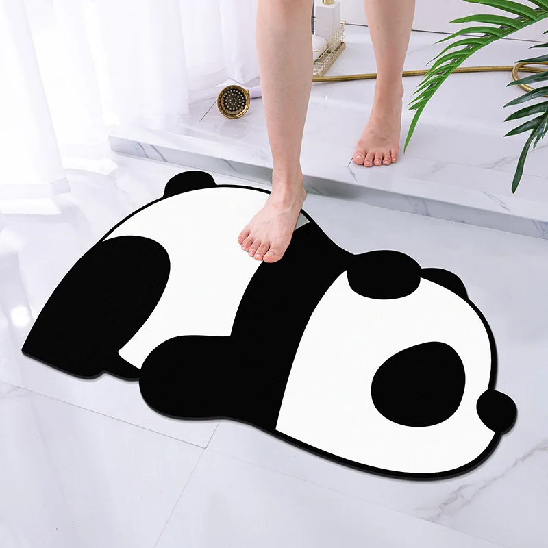factory outlet Cartoon Design Panda Printing Absorbent Bath Mat Diatom Mud Floor mat for Bathroom