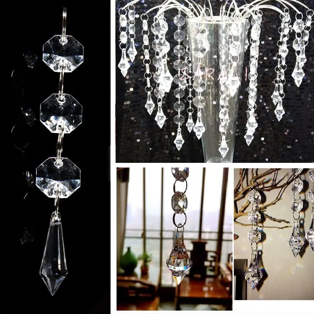 
Hot Acrylic Crystal Beads Garland Chain Chandelier Hanging Wedding Party Christmas Decoration 