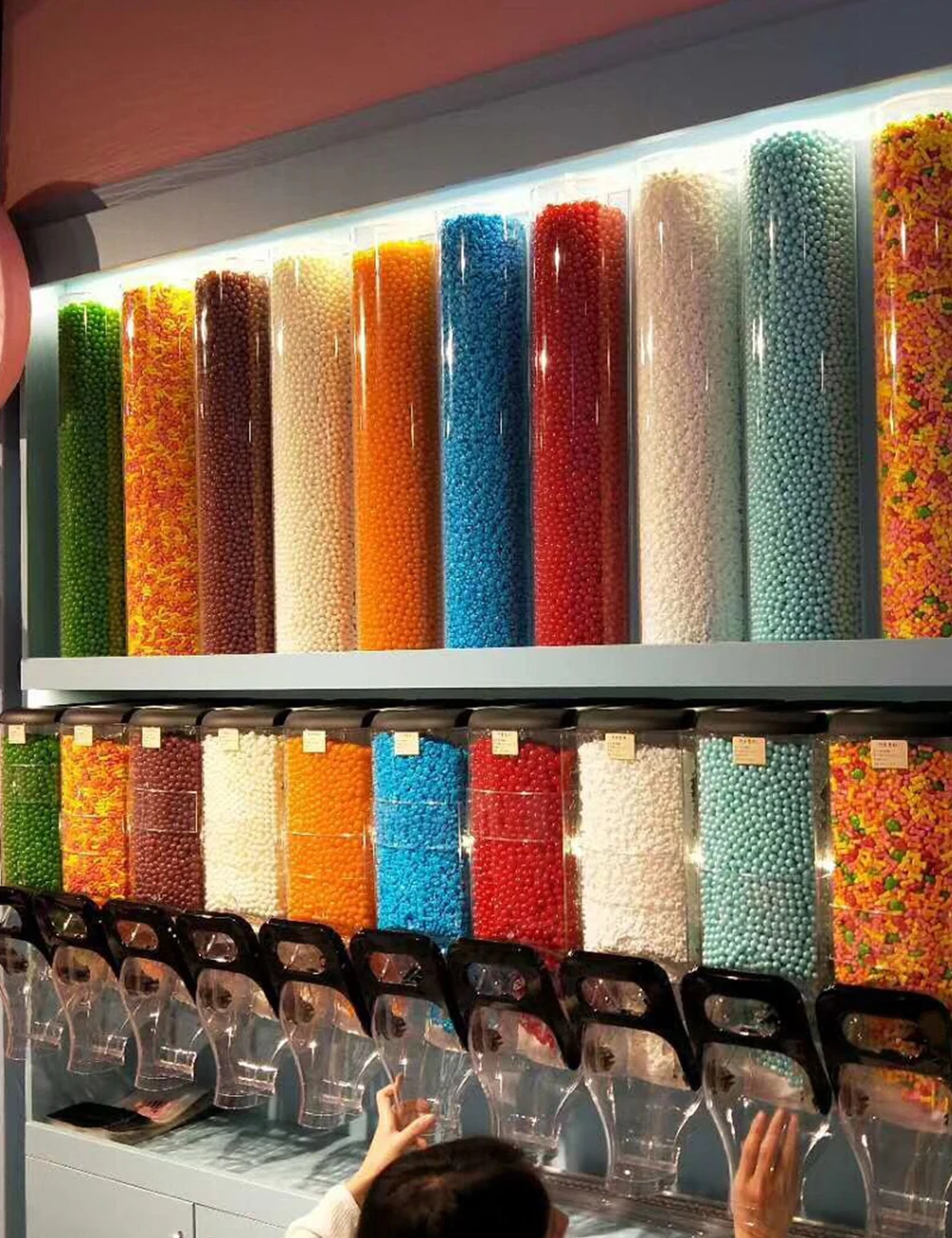 supermarket display plastic gravity bin dispensadores de granos grain dispenser for bulk foods