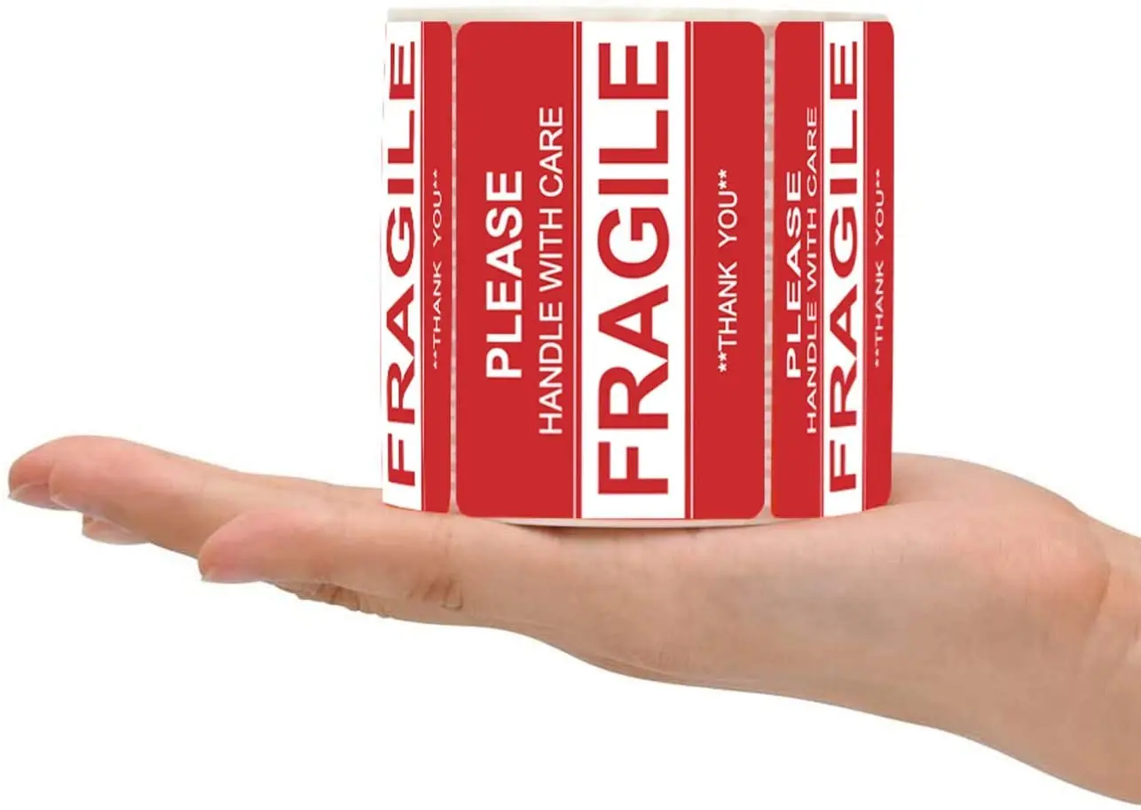 Custom Printed Warning Fragile Tape Adhesive Please Handle with Care Fragile Thank You Warning Packing/Shipping Labels