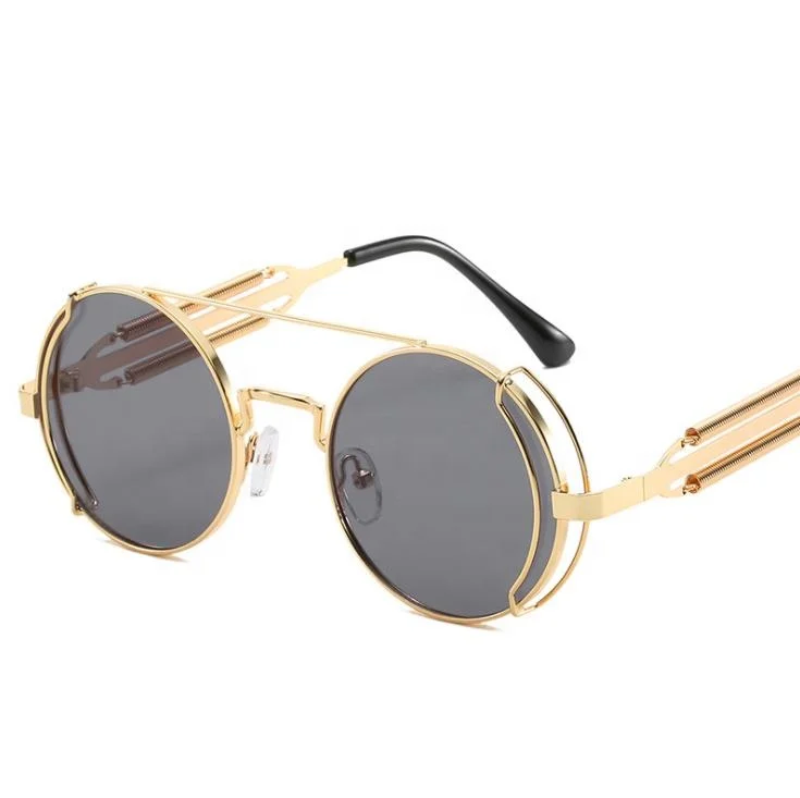 Круглые Солнцезащитные очки John Lennon в металлической оправе в стиле стимпанк, карамельные цвета