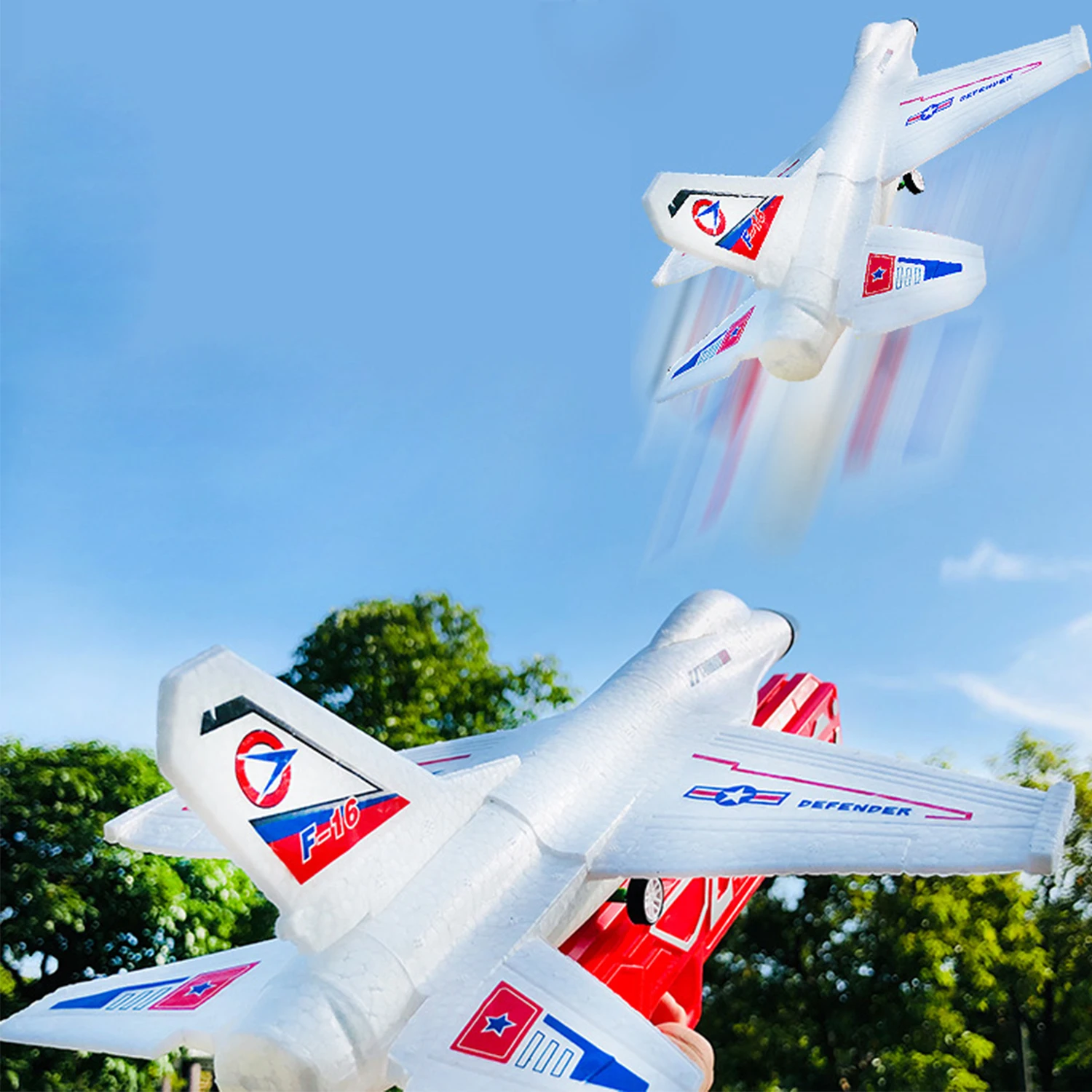 Airplane Launcher Toy Jet F-16 Fighting Falcon Catapult Plane Game Boy Toys for Kids Outdoor Flying Toys Birthday Gifts