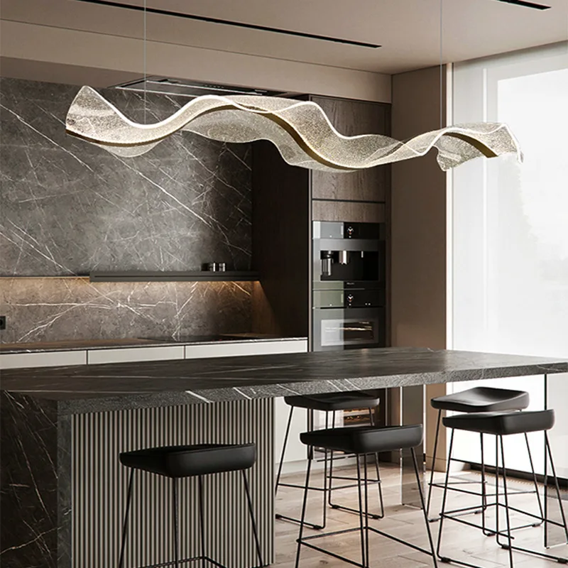 Hotel Cashier Restaurant Pendant Light Gold Stainless Steel Clear Acrylic Kitchen Dining Room Lights Chandeliers