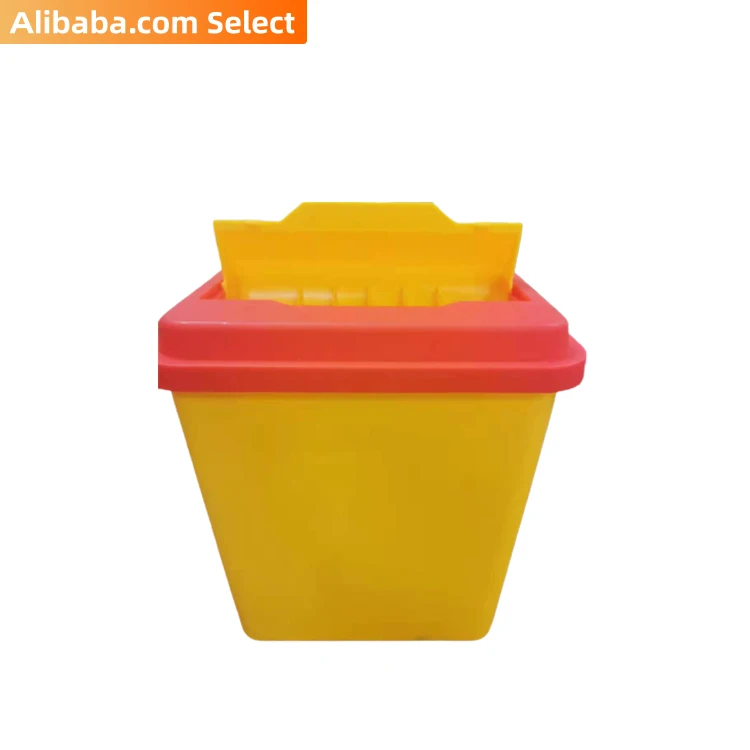 Portable 5 liter plastic disposable medical square sharps waste pungent biological disposal container box supplier