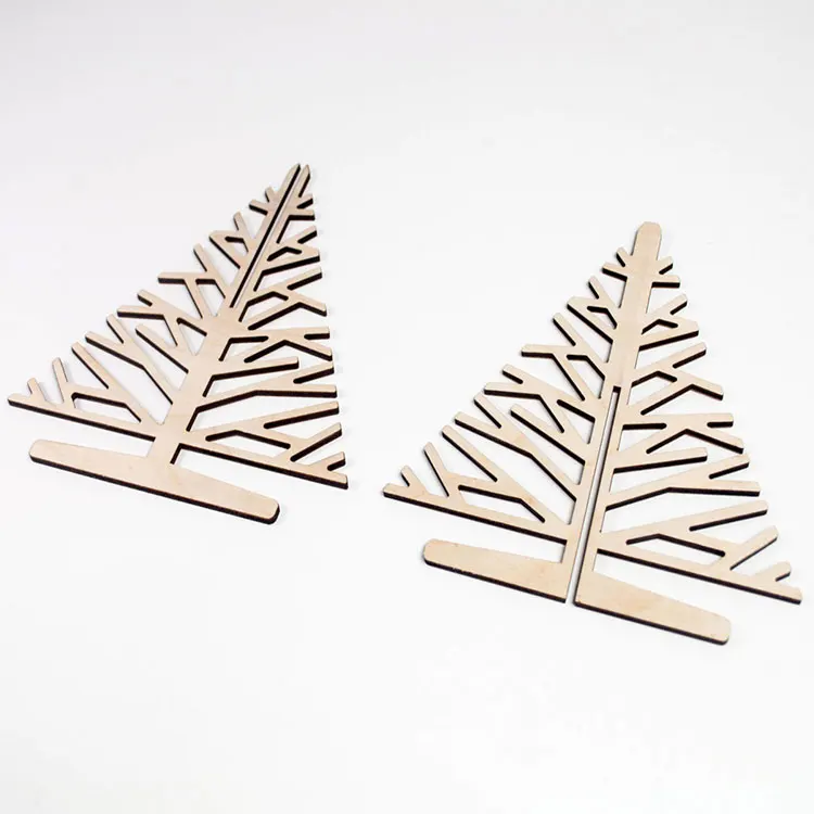 customized plywood laser cut wooden craft in small christmas tree shape