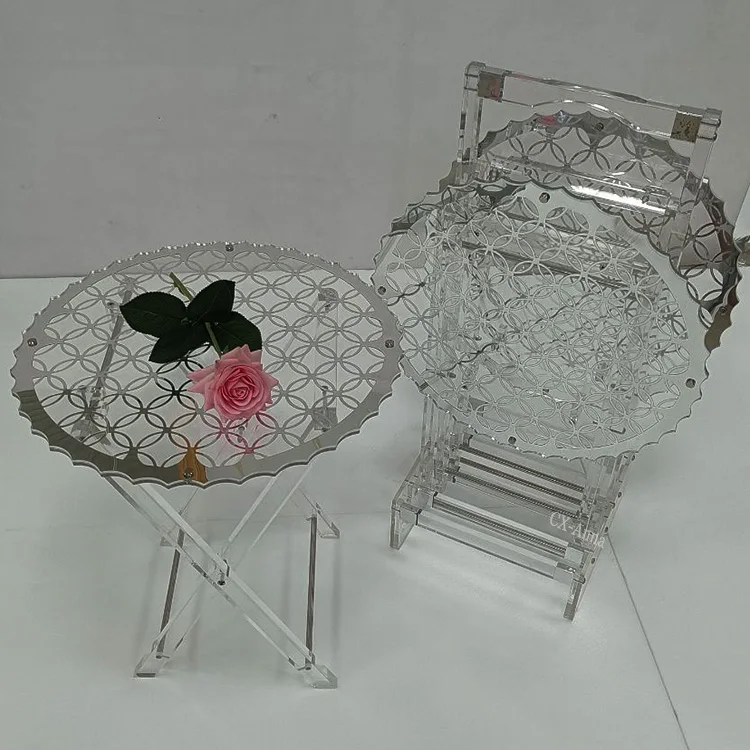 2022 Newest Style Saudi Arabia Wholesale Tea Table Set Transparent Clear Acrylic Folding Tray Table For Home