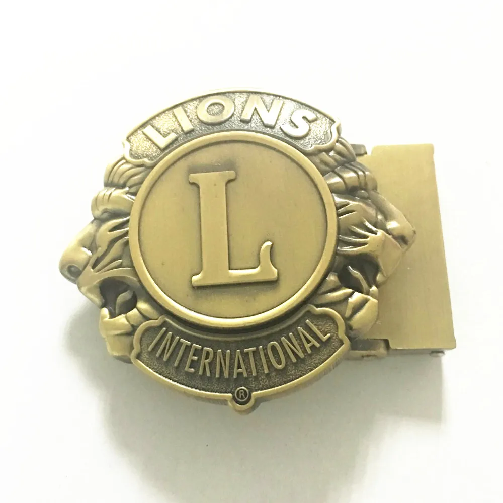 Wedding Souvenir Lions Club Logo Lion Desinge Made Clamp E-friendly Material Custom Business Metal Belt Buckle