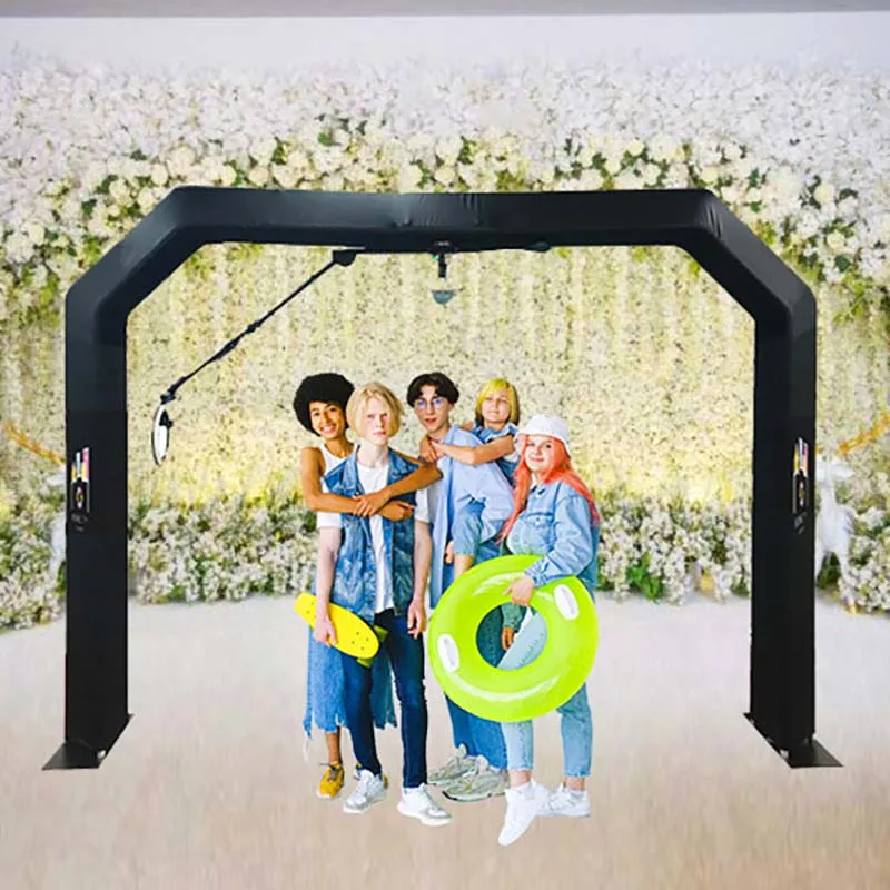 2024 Hot Selling Overhead Photo Booth 4 People Round 360 Photo Taker Booth Poland Ring Light Led For Overhead 360 Carry Box